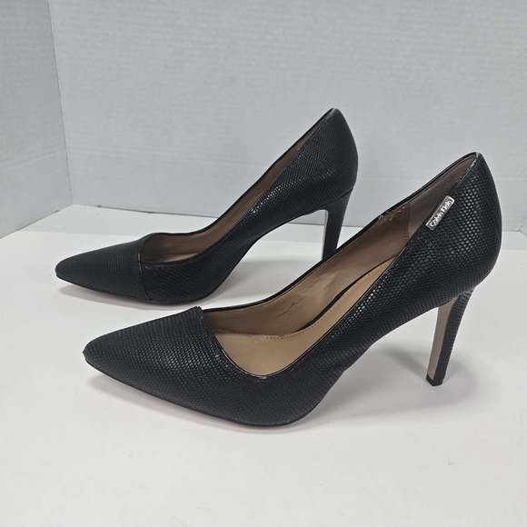 Calvin Klein Calida Black Lizard Skin Textured Stiletto Heels Size 9 Women's - Picture 2 of 16